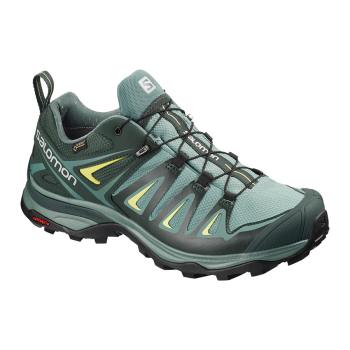 Salomon Patike za Planinarenje Ženske X Ultra 3 Wide Gtx W Siva/Zeleno/Crna RS589WG